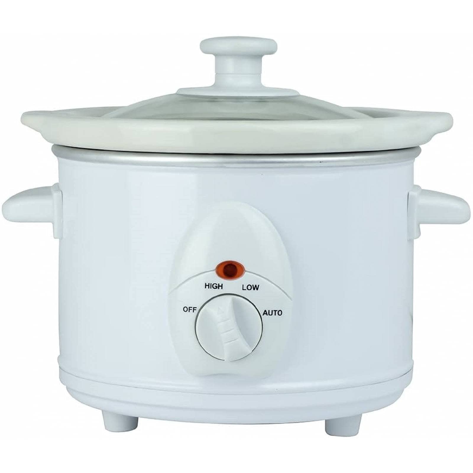 STATUS Austin Round Slow Cooker – 1.5 Litre, 120 W, White, Two Heat Settings, Removable Non‑Stick Ceramic Bowl (AUSTIN1PKB4)