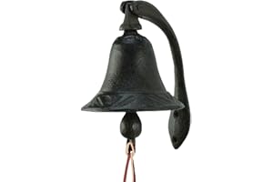 YukaBa Cast Iron Logan Dinner Bell with Bracket Dinner Bell - Feel The Vibe of Traditional Family Meals and Gatherings. Made of Heavy Cast Iron