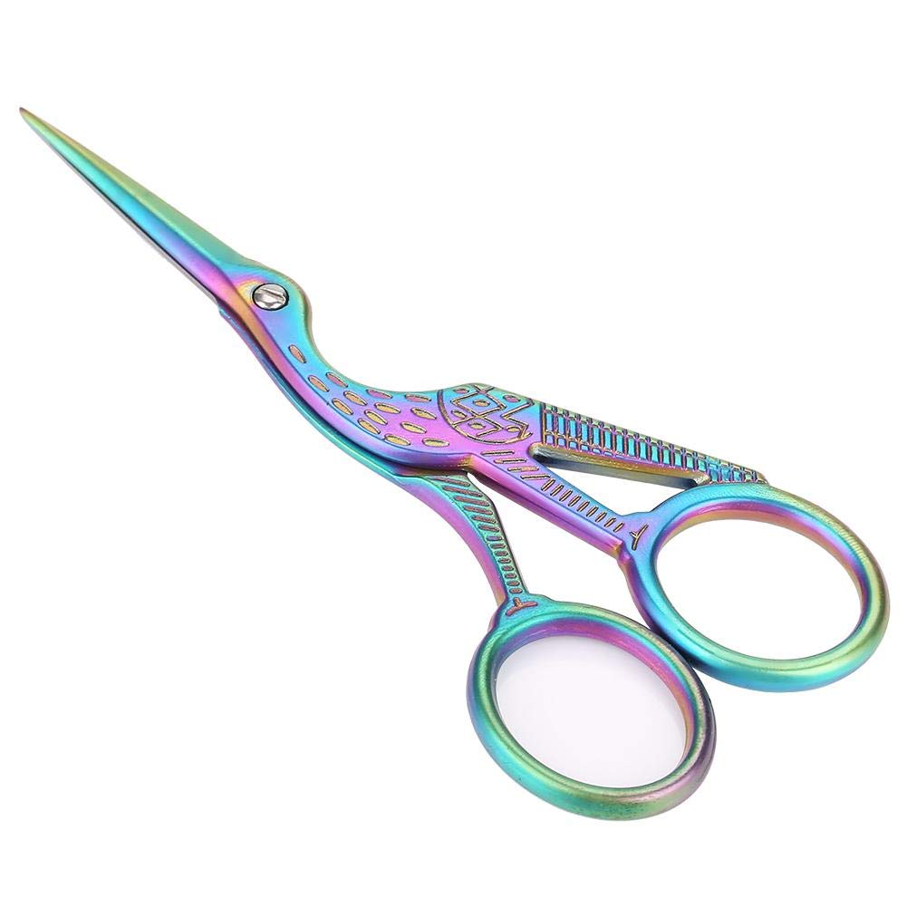 Sewing Scissors, Colorful Stainless Steel Crane-Shape Scissor Sharp Tip Embroidery Scissors for DIY Tailor Crewel Needlework Handcraft Artwork Everyday Use (1)