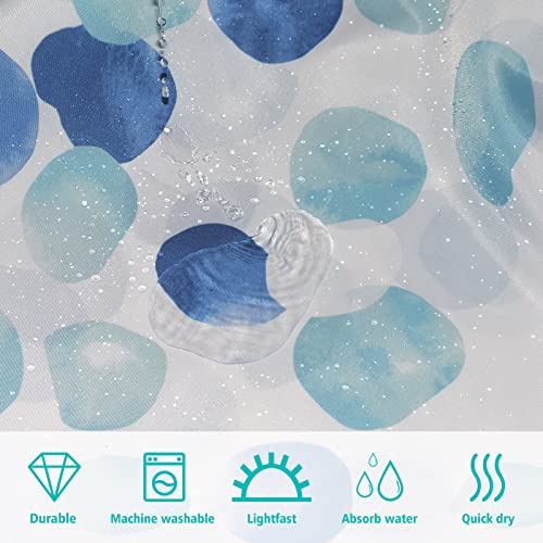 HANFU Shower Curtain 180 x 200 cm, Washable Polyester Shower Curtain, Quick Dry Shower Curtains with 12 Hooks, Bath Curtain for Home Hotel, Weighted Hem, Blue Bubbles Pattern