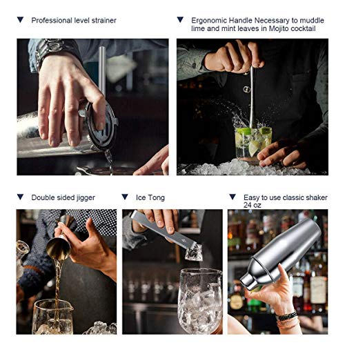 NXYJD 5 stücke Set 750ml Edelstahl Cocktail Shaker Mixer Kit Bar Bartender Shaker Löffel EIS Tong Werkzeuge Set – Bild 5