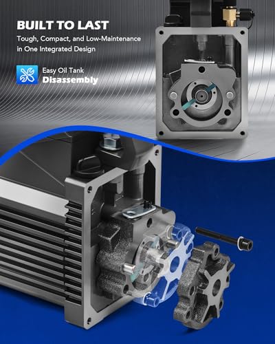 Orion Motor Tech Bomba de vacío A2L, 3.5 cfm 1/4 hp Bomba de vacío de una sola etapa a prueba de chispas para R1234yf R32 R134a R22 R410A con vacío 15 micrones Ultimate, Bomba de vacío Auto HVAC