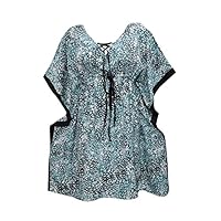 Womans Doreen Caftan Top Corset Dress Blue Beach Cover up Kaftans Large