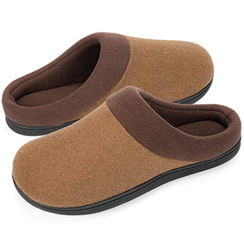 HomeIdeas Men's House Woolen Fabric Memory Foam Slippers, Cozy Bedroom