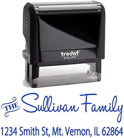 Blue Ink, Custom Self Inking Return Address Stamp Personalized – Business Office Mail Stampers – Brilliant Gift for Real Estate Clients, Newlyweds, Family, Wedding or Housewarming