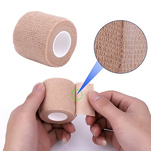 Self-Adhesive Cohesive Wrap Bandage Flexible Stretch Tape Athletic Strong Elastic First Aid Tape for Wrist, Ankle Sprains, Swelling 6 Packs, 2Inch X 5Yards