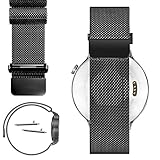 22mm Magnetic Milanese Loop Stainless Steel Magnet Closure Lock Band For Pebble Time, Pebble Time Steel 2015 (YESOO Retail Packaging - 180 Days Warranty) (Magnetic Loop Black)