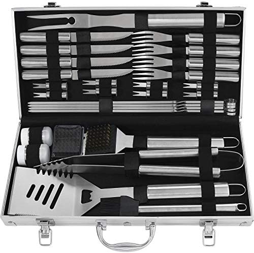 grilljoy 29PCS Barbecue Outils - Accessoires Barbecue résistants de d'acier Inoxydable avec Le Cas de Stockage - kit pour Barbecue de Voyage/Camping-Ustensile de Barbecue Parfait pour Hommes Femmes - Mes Grillades grilljoy 29PCS Barbecue Outils - Accessoires Barbecue résistants de d'acier Inoxydable avec Le Cas de Stockage - kit pour Barbecue de Voyage/Camping-Ustensile de Barbecue Parfait pour Hommes Femmes