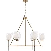Capital Lighting 455961AD Joss Layered Soft White and Clear Glass Round Chandelier, 6-Light 360 Total Watts, 31" H x 35" W, A