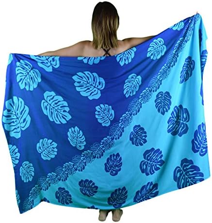 Island Style - Monstera, Full-Sized Sarong (Blue / Light Blue)