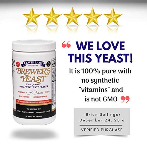 Lewis Labs Brewer's Yeast Flakes Powder, 12.35 Ounce (Packaging may