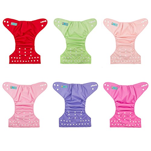 ALVABABY Baby Cloth Diapers 6 Pack with 12 Inserts Adjustable Washable