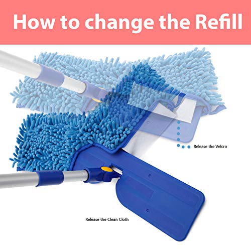 JINCLEAN 18" Microfiber Floor Mop Dual Side Different Action Dust Mop