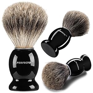 Perfecto 100% Pure Badger Shaving Brush-Black Handle- Engineered for The Best Shave of Your Life. for, Safety Razor…