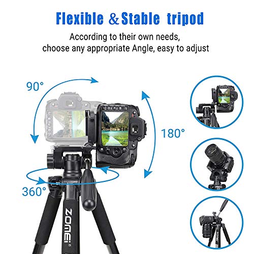 ZOMEI Q222 58" Monopod Tripod with 3-Way Swivel Pan Head and Carrying Bag for Sony Nikon Canon Suitable for Live Photo Video
