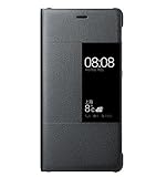 Huawei Ascend P9 Case, Premium Leather Cover with View Window Protective Smartphone Flip Cover Folio Case (Ultra Thin Slim)(Perfect Fit) (Gray)