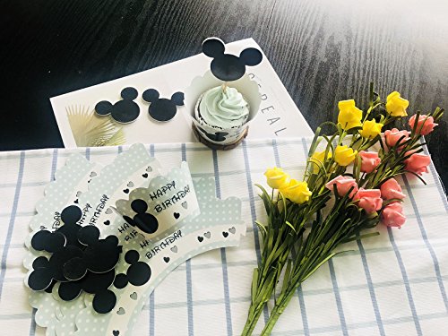 BETOP HOUSE Set of 1 Dozen Mickey Mouse Minnie Cupcake Mufiin Wrappers Toppers Kit for Kids Birthday Party Baby Shower (Mickey)