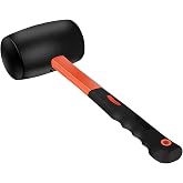12 oz Rubber Mallet Hammer with Shock-absorbing Fibre Handle Soft Blow Tasks without Damage Double-Faced Soft Mallet for Camping, Flooring, Tent Stakes, Woodworking (12 oz)