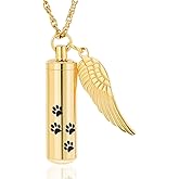 shajwo Cremation Jewelry Paw Print Urn Necklaces for Human Pet Ashes Cylinder Urn Pendant Keepsake Memorial Ash Locket Holder Necklace for Men Women