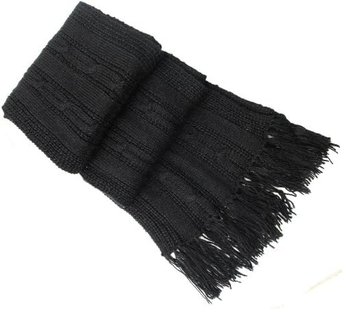 Handmade PURE ALPACA NATURAL FIBER Cable Scarf - Elegant Black