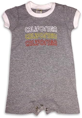 Sol Baby Retro California 3X Grey Ringer Romper-6m-Grey