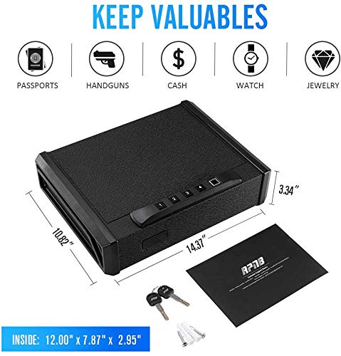 RPNB Gun Security Safe, Quick-Access Firearm Safety Device with Biometric Fingerprint or RFID Lock, Home & Personal Safe Series - Thumbnail 2