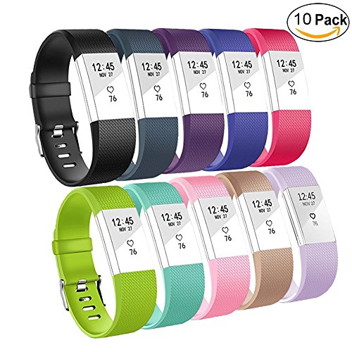 Fitbit Charge 2 Replacement band-Budesi Adjustable Wristbands Strap for Fitbit Charge 2 Replacement -10 Pack Large