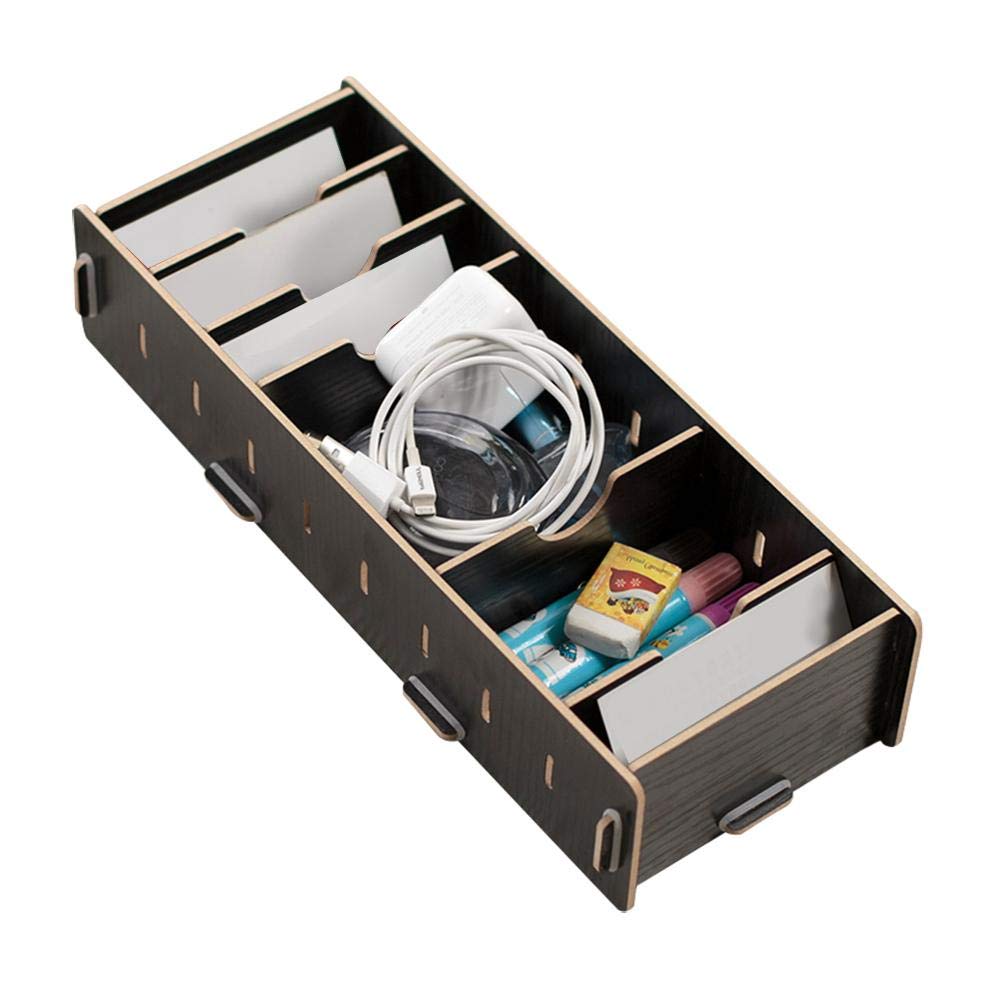 HERCHR Desk Bussiness Card Organiser Box Holder, Wooden Bussiness Name Card Box Desktop Cards Storage Box Case with Dividers for Office Supplies, 11.2x4.3x2.4inch