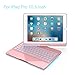 iPad Keyboard Case 10.5 Pro / 360 Degree Rotatable/Aluminum Shell Folio Case / 7 Color Backlit/Bluetooth Keyboard/Auto Sleep-Wake for 2017 Apple iPad Pro 10.5/ (Rose Gold)