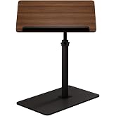 PzewMo C Shaped End Table,20" W x 14" L,17"-31" Adjustable Height,Swivel and Turnable Desktop,Foldable Side Table for Small Spaces,Black Walnut (Black Walnut, 19.7" x 13.8")