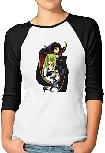 Avis N Code Geass Lelouch Women's 3/4 Sleeve Raglan Baseball T-Shirt Black Medium
