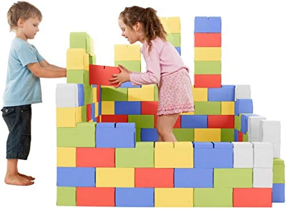 GIGI BLOKS 200 XXL Colored Large Building Blocks for Kids Stackable & Interlocking, Coloured, 200 XXL Blocks
