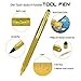 MONTEVERDE USA 9-in-1 Tool Liquid Ink Rollerball Pen in Brass – Hand-Machined Multifunctional Pen with Stylus, Screwdrivers, Level, and Ruler – Exclusive Collection, Ideal Gift for Engineers