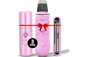 VOGUENOW Skin Scrubber Face Spatula (Spa Gift Set of 3) - Deep Cleansing Blackhead Remover with Facial Mist Sprayer & Extraction Toolkit - Ultrasonic Skin Scrubber - Womens Christmas Gifts, Gift Set for Women