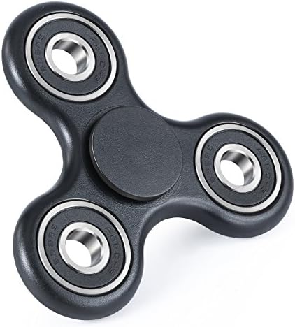 Anxiety Stress Relief Fidget Spinner: Calming Toy for Focus, Relaxation, Distraction &amp; Improved Mood - Aids Depression, Worry &amp; Fear - Perfect Gift for Autism, Anger, ADD, ADHD &amp; PTSD (Black)