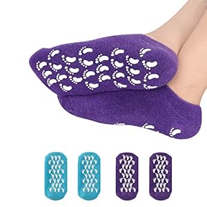 (4PC) Heel Spa Socks,Moisturizing Socks, Soft Gel Socks Inner Lining Infused with Essential Oils and Lotions -Best for…