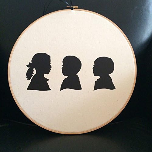 Custom Silhouette Embroidery Hoop Art - Black on Natural Cotton Canvas embroidery hoop art
