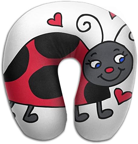 Lesi Yes U Shaped Neck Pillow Memory Foam Comfortable Cute Ladybug Heart Indoor Outdoor Travel Airplane Car Office School
