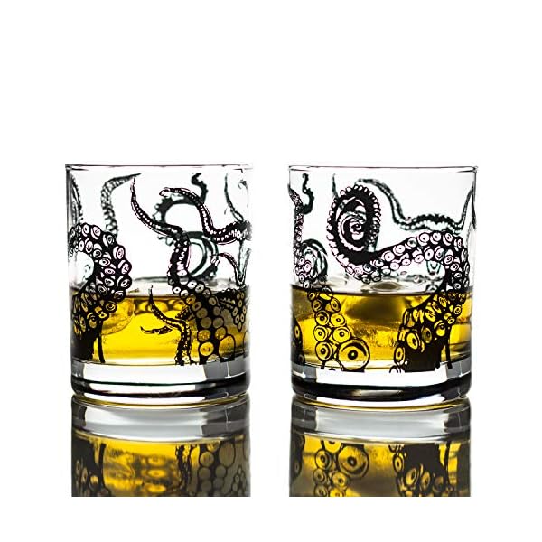 Greenline Goods Whiskygläser - 10 Unzen Becher Geschenkset - Kraken Whiskygläser (2er-Set) | Rocks Glass Octopus Decor | Old Fashioned Rocks Brille