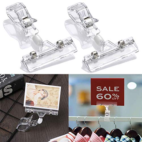 YANSHON 10Pack Plastic Merchandise Sign Clips Rotatable Pop Clip Price Display Clip Holder Stand, Double Display Clips Clear, 3.1inch Wide - Thumbnail 4
