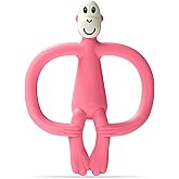 Matchstick Monkey Silicone Teether & Gel Applicator – Silicone Baby Teether, Easy-to-Grip, BPA-Free, Supports Self-Soothing & Early Brushing, 3 Months+, 4 Inches, Pink