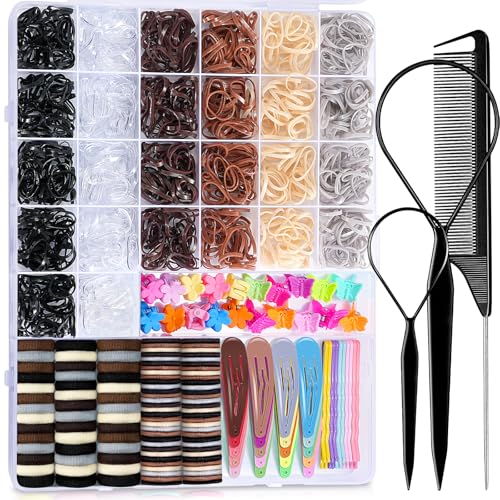 TsMADDTs Hair Accessories, Elastic Hair Ties for Baby Toddlers Kids Girls, 6 Colors Small Rubber Bands Set with Ties and Clips, Styling Tools at Amazon