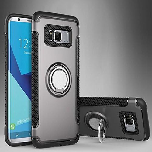 Galaxy S7 Edge Magnetic Car Phone Stand Case,Inspirationc 2 in 1 Shockproof 360 Degree Rotating Ring Stand with Rubber Case for Samsung Galaxy S7 Edge--Gray