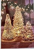 Gold Led 3 Piece Mercury Glass Christmas Tree Set with Daily Auto Timer