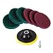 Kichwit 4 Inch Drill Power Brush Tile Scrubber Scouring Pads Cleaning Kit, Includes Drill Attachment, 3 Red Pads and 3 Stiff Green Pads, Heavy Duty Household Cleaning Tool (Drill NOT Included) primary