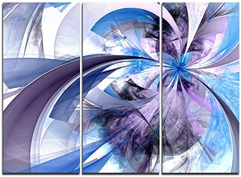 Design Art Mt12016 3p Purple Blue Symmetrical Fractal Flower Modern Floral Metal Wall Art 3 Piece Black 36x28 Buy Online At Best Price In Uae Amazon Ae