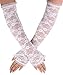 Art Wedding Fingerless Gloves with Lace Floral Pattern - White