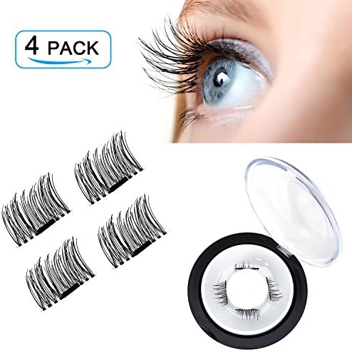 Lennystone 3D Magnetic Eyelashes Reusable False Eyelashes for Natural Look - No Glue Required -Magnet Ultra Thin 0.2 mm ( 1 Pair 4 Pieces ) (1 Pair 4 Pieces)