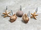 Seashell Shower Curtain Hooks Bathroom Beach Shell Decor (Set of 12)