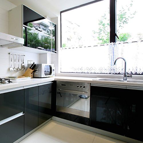 ARUHE PVC Self-adhesive Stickers Cabinet Paper,Kitchen Contact Paper Gloss Self Adhesive Cover,2.0 Feet (W) X 16.4 Feet (L),Black Wallpaper